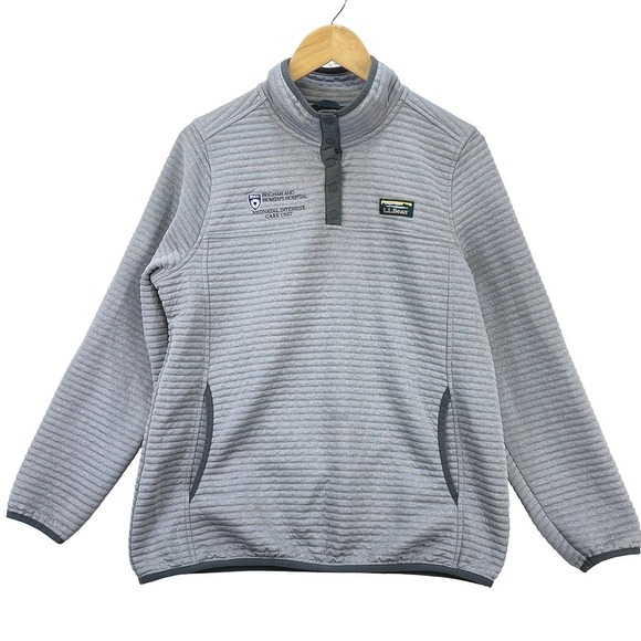 L.L. Bean Tops - L.L.Bean Fleece Pullover Women's L Gray Hospital Logo Brigham Casual Warm